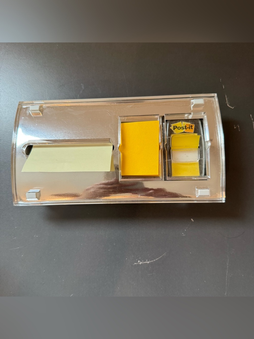 Post-it Yellow Desk Sticky Note and Flag Set - Clear Dispenser